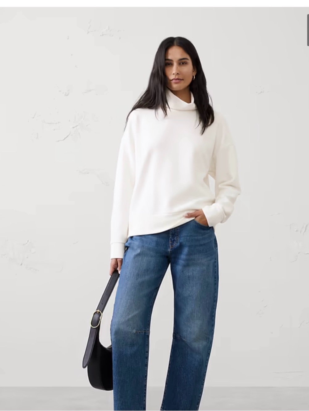 Banana Republic White Ribbed Turtleneck